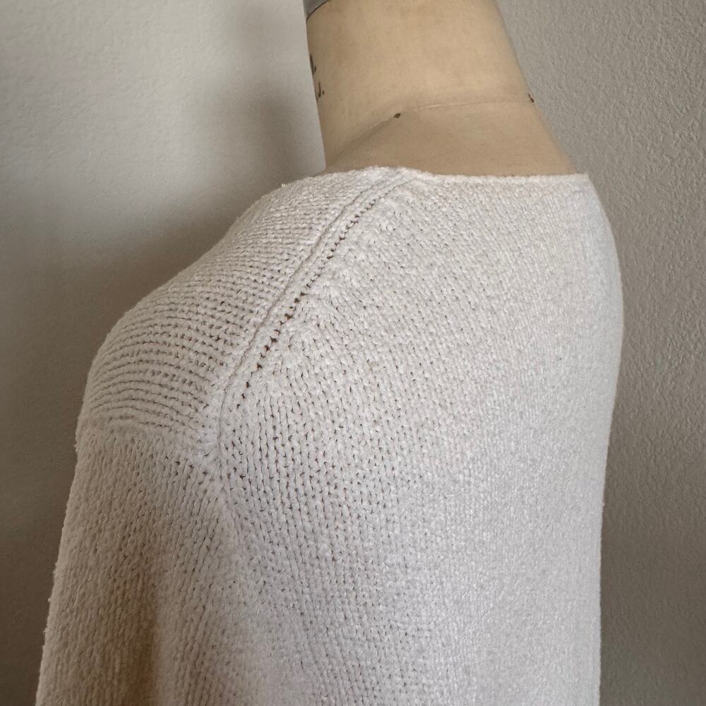 Eileen Fisher - Size L Ivory Textured Knit Sweater Scoop Neck Minimalist Luxury - Picture 5 of 13